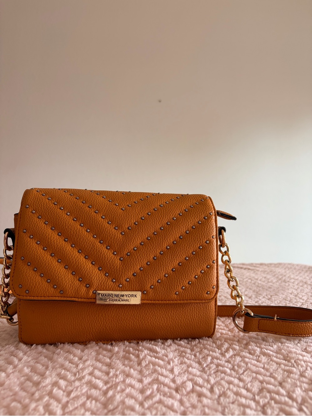 Marc New York Studded Quilted Crossbody Bag in Rustic Yellow